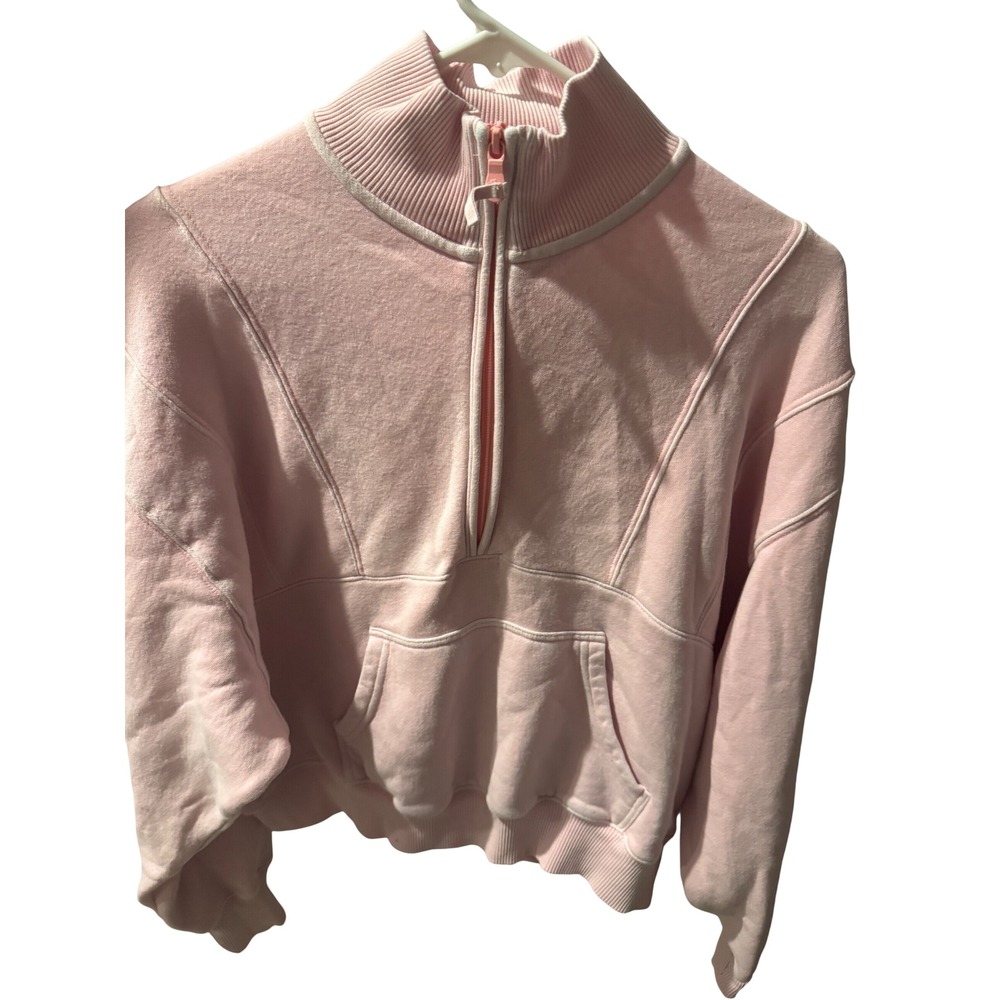 OFFLINE by Aerie Pink Quarter Zip Fleece Sweatshirt Mock Neck XS